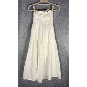 NWT Universal Thread White Strapless Tiered Maxi Dress Women's XS Boho Romantic